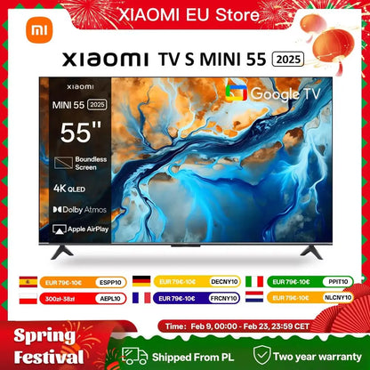 XIAOMI S MINI 55" QD-Mini LED 144Hz 4K UHD Smart TV Dolby Vision® IQ Dolby Atmos® Google TV L55MA-SPLEU