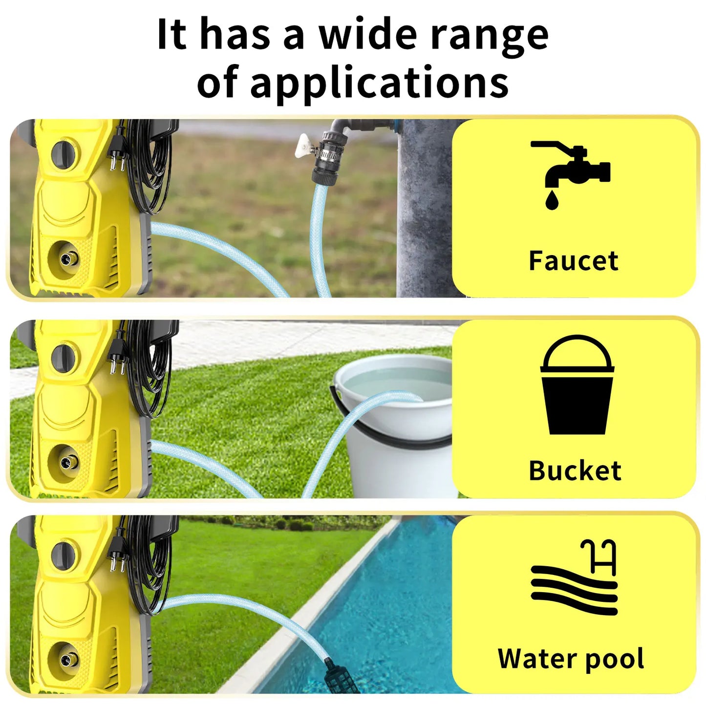 135bar Electric High Pressure Washer 220V ,1500W, 5.60 L/min,10M Water Pipe Adjustable Pressure Nozzle for Car Home Garden Clean