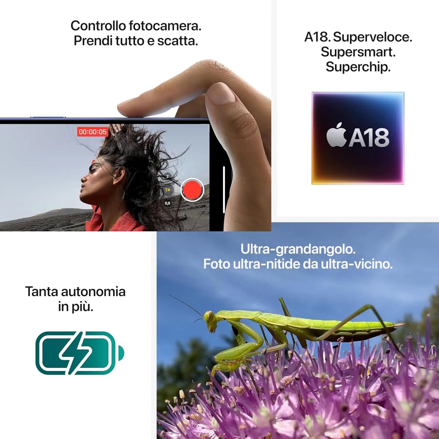 New Apple iPhone 16 128 GB/256 GB: 5G phone with camera Control, A18 chip and a lot of extra autonomy. Compatible with AirPods