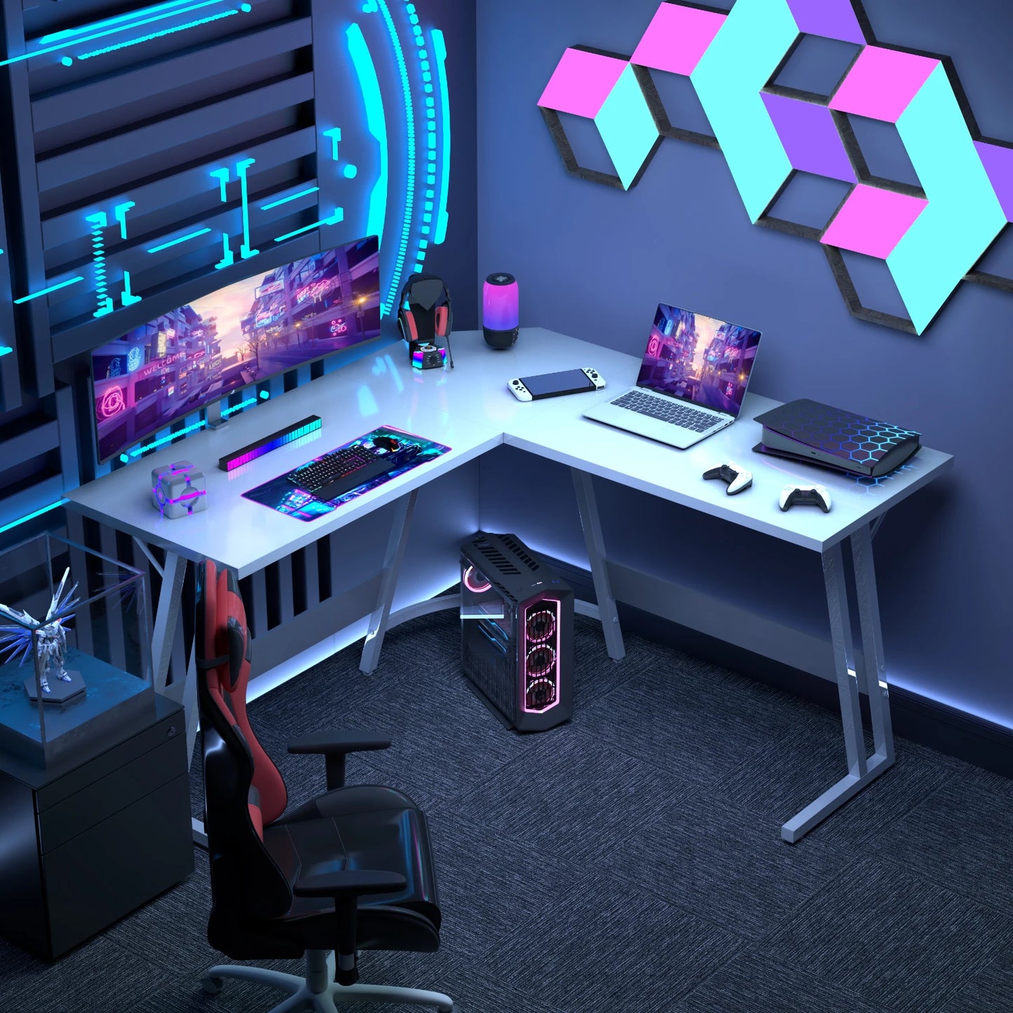 Devoko Gaming Desk Gamer Corner Desk 130*130cm Hoek PC computer desk L-front table