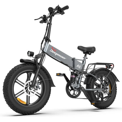 DEEPOWER A5 E-Bike Pieghevole 1500W 48V 15.6Ah Fat Tire 20” Bicicletta Elettrica MTB All Terrain 55km/h Autonomia 60km CE