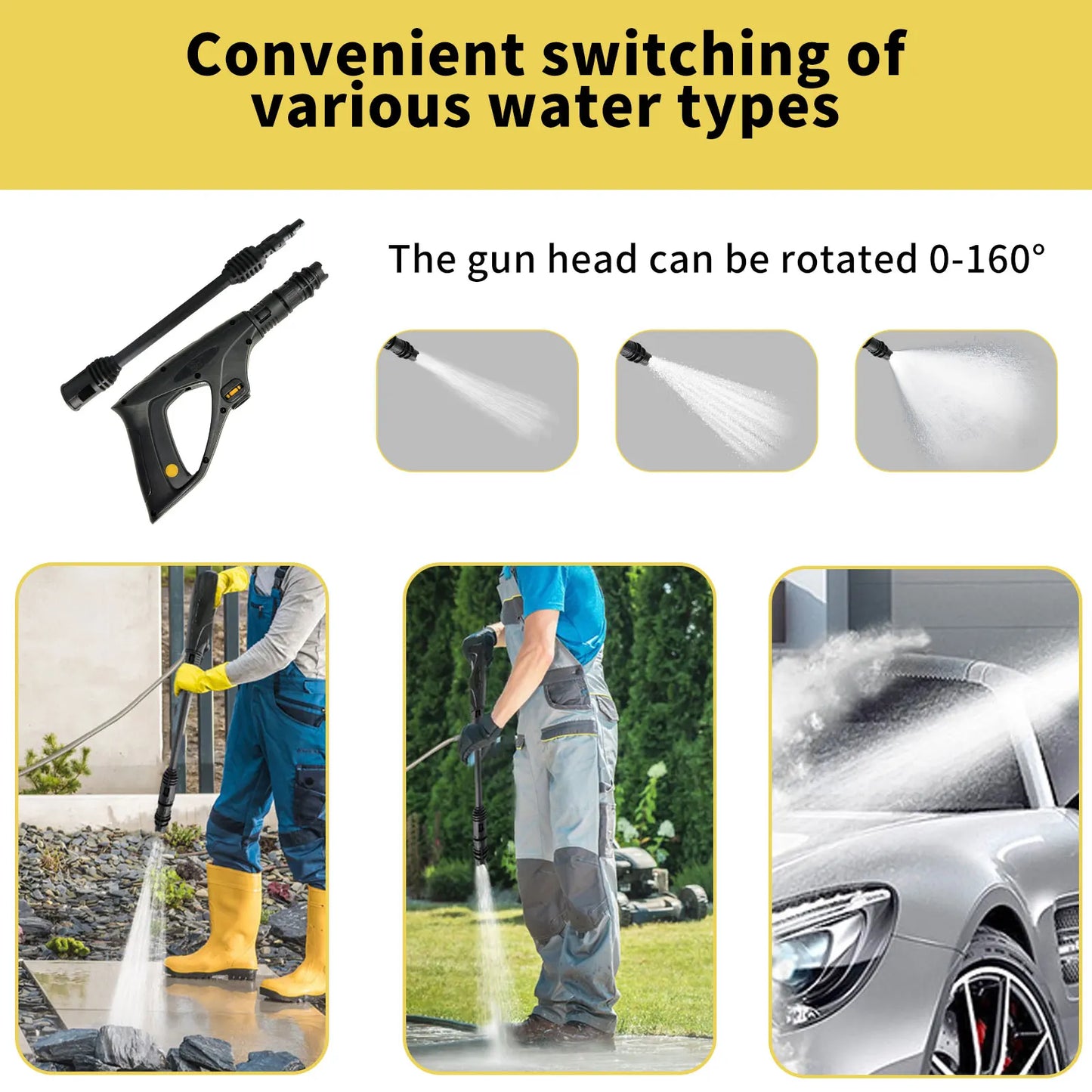 135bar Electric High Pressure Washer 220V ,1500W, 5.60 L/min,10M Water Pipe Adjustable Pressure Nozzle for Car Home Garden Clean