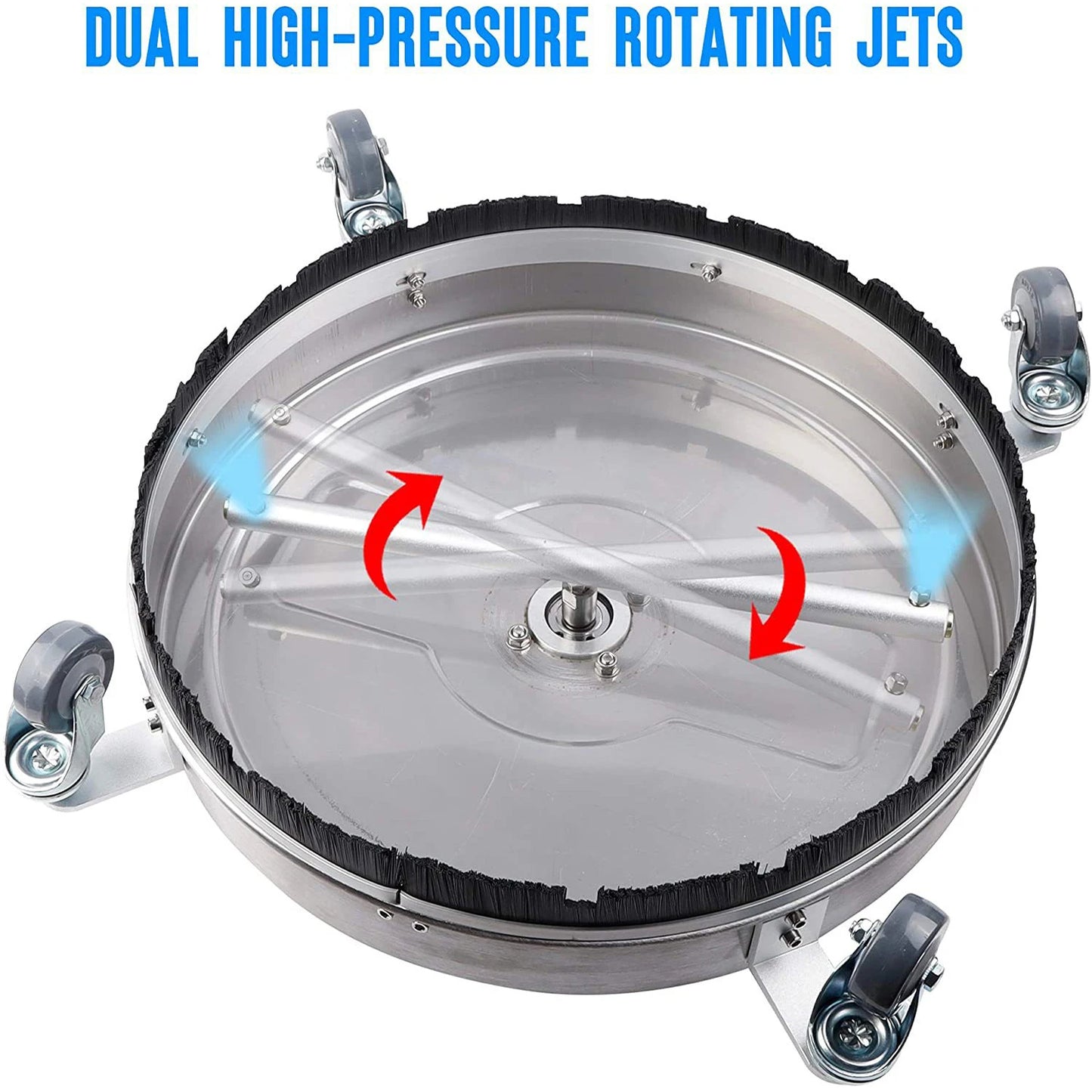 4000–5000 PSI 16.5″ Pressure Washer Surface Cleaner – Stainless Steel 4-Wheel Ground Cleaner with 1/4″ Quick Connect