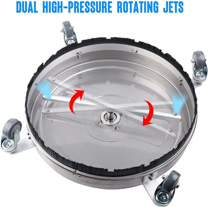 4000–5000 PSI 16.5″ Pressure Washer Surface Cleaner – Stainless Steel 4-Wheel Ground Cleaner with 1/4″ Quick Connect