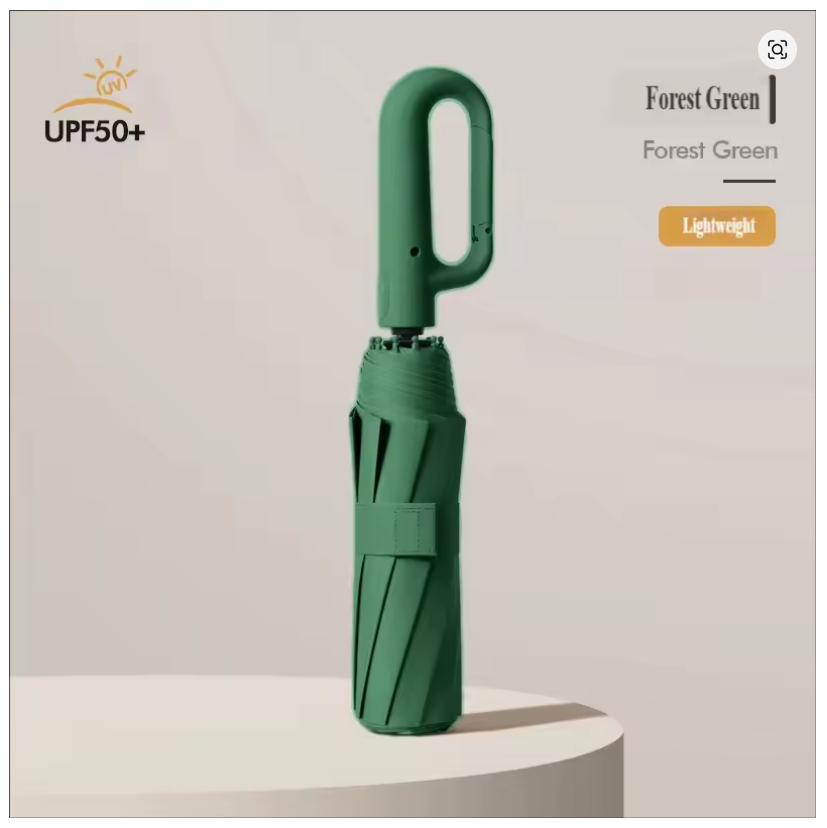 Ombrello Pieghevole Totalmente Automatico - Antivento con Fibbia ad Anello. TK
