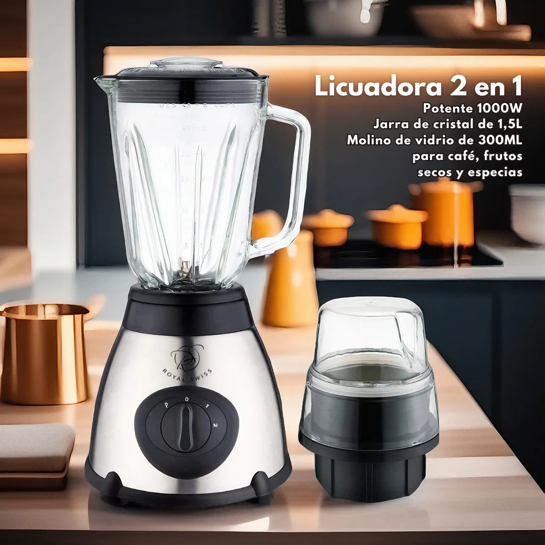 Blender and grinder with glass cup / maximum power 1000w/ royal swiss