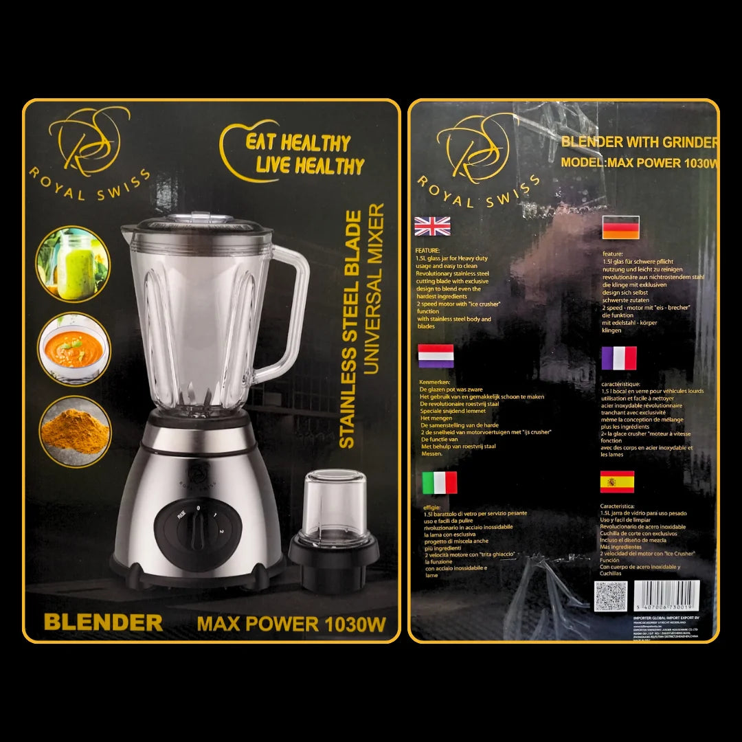 Blender and grinder with glass cup / maximum power 1000w/ royal swiss
