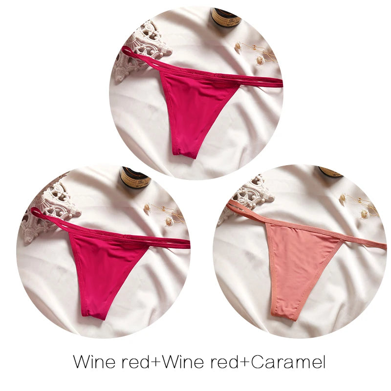 FINETOO 3Pcs/set Sexy Low-rise Thongs Women Bikini Pantie