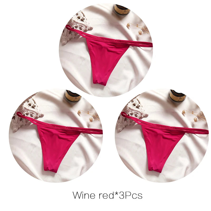 FINETOO 3Pcs/set Sexy Low-rise Thongs Women Bikini Pantie