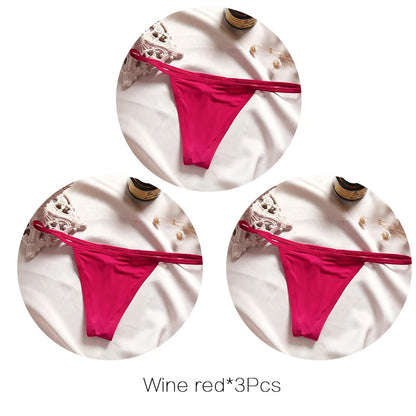 FINETOO 3Pcs/set Sexy Low-rise Thongs Women Bikini Pantie