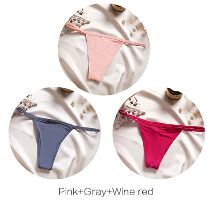 FINETOO 3Pcs/set Sexy Low-rise Thongs Women Bikini Pantie