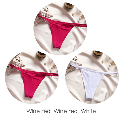 FINETOO 3Pcs/set Sexy Low-rise Thongs Women Bikini Pantie
