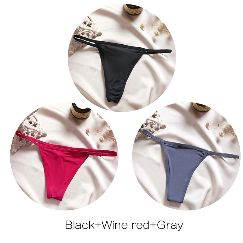 FINETOO 3Pcs/set Sexy Low-rise Thongs Women Bikini Pantie