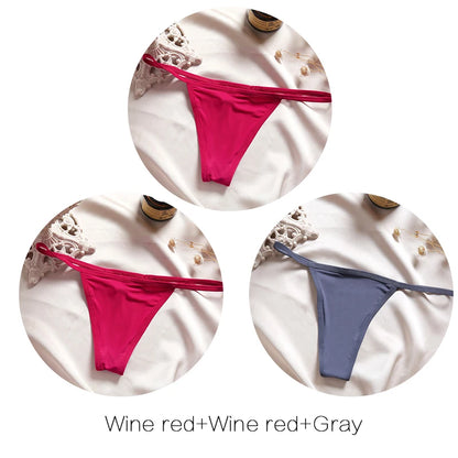FINETOO 3Pcs/set Sexy Low-rise Thongs Women Bikini Pantie