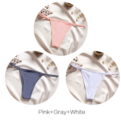 FINETOO 3Pcs/set Sexy Low-rise Thongs Women Bikini Pantie