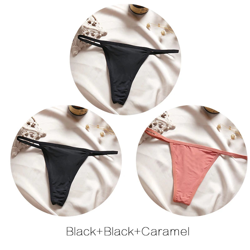FINETOO 3Pcs/set Sexy Low-rise Thongs Women Bikini Pantie