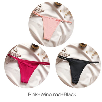 FINETOO 3Pcs/set Sexy Low-rise Thongs Women Bikini Pantie