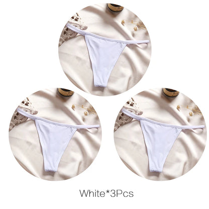 FINETOO 3Pcs/set Sexy Low-rise Thongs Women Bikini Pantie