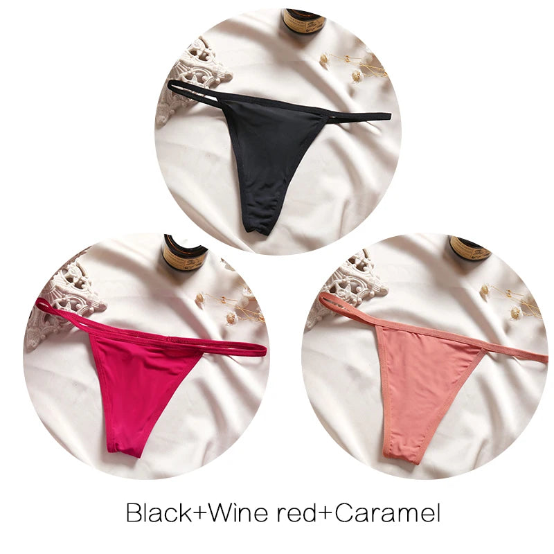 FINETOO 3Pcs/set Sexy Low-rise Thongs Women Bikini Pantie