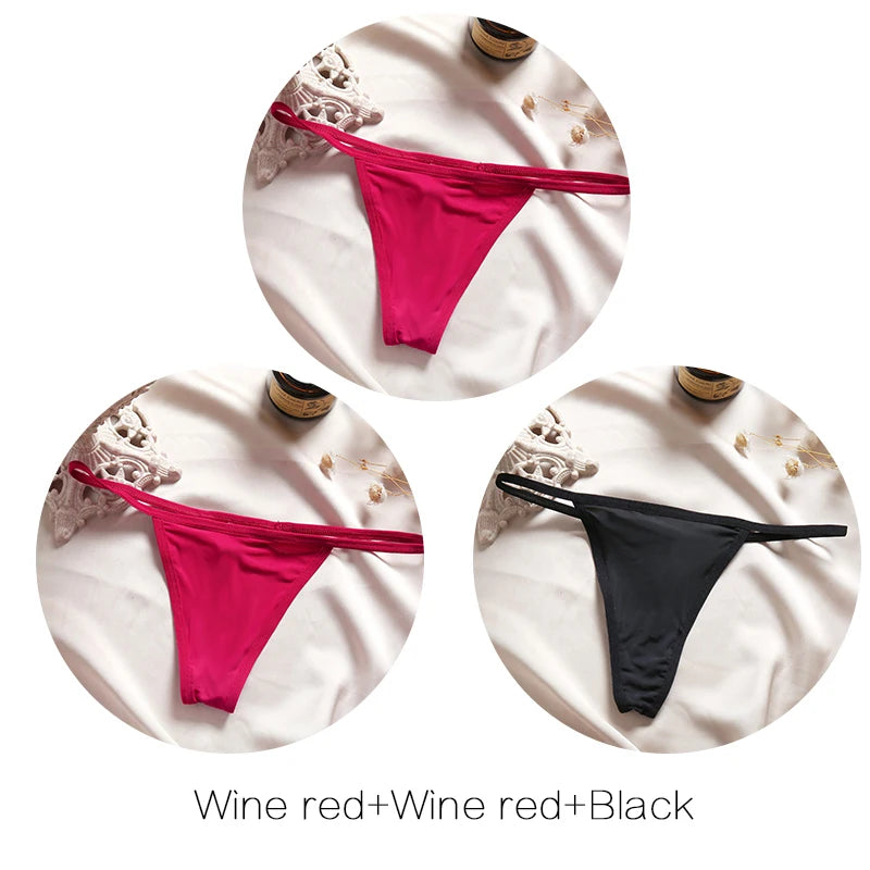 FINETOO 3Pcs/set Sexy Low-rise Thongs Women Bikini Pantie