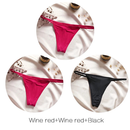 FINETOO 3Pcs/set Sexy Low-rise Thongs Women Bikini Pantie