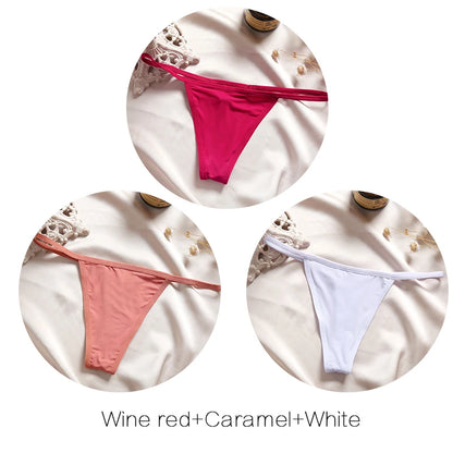 FINETOO 3Pcs/set Sexy Low-rise Thongs Women Bikini Pantie