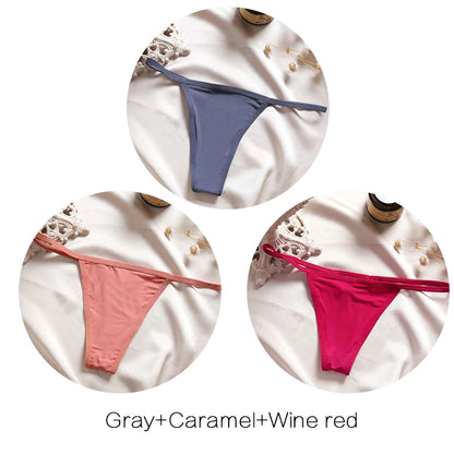 FINETOO 3Pcs/set Sexy Low-rise Thongs Women Bikini Pantie