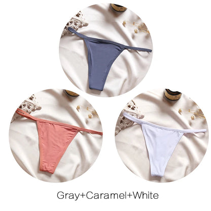 FINETOO 3Pcs/set Sexy Low-rise Thongs Women Bikini Pantie