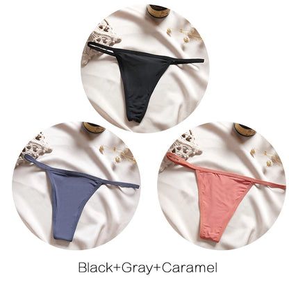 FINETOO 3Pcs/set Sexy Low-rise Thongs Women Bikini Pantie