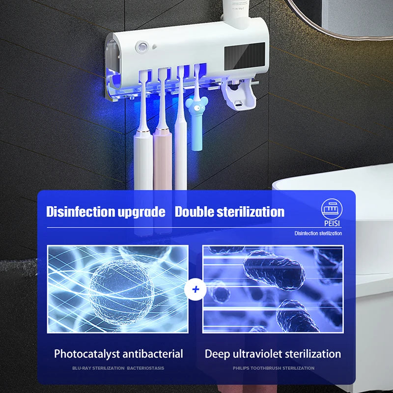 Automatic Solar Energy UV Toothbrush Holder Wall Toothbrush