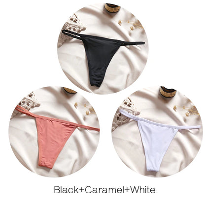 FINETOO 3Pcs/set Sexy Low-rise Thongs Women Bikini Pantie