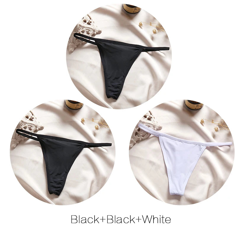 FINETOO 3Pcs/set Sexy Low-rise Thongs Women Bikini Pantie