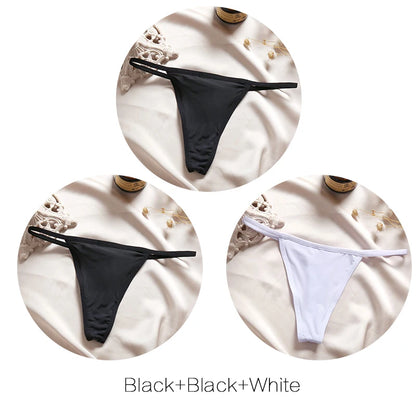 FINETOO 3Pcs/set Sexy Low-rise Thongs Women Bikini Pantie