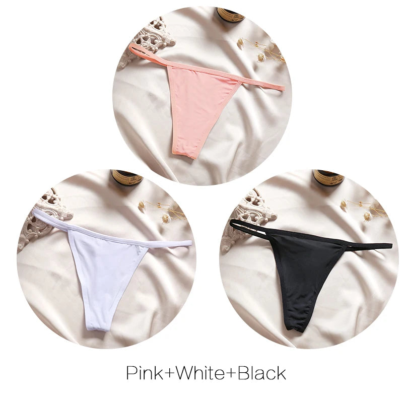 FINETOO 3Pcs/set Sexy Low-rise Thongs Women Bikini Pantie
