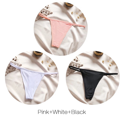 FINETOO 3Pcs/set Sexy Low-rise Thongs Women Bikini Pantie