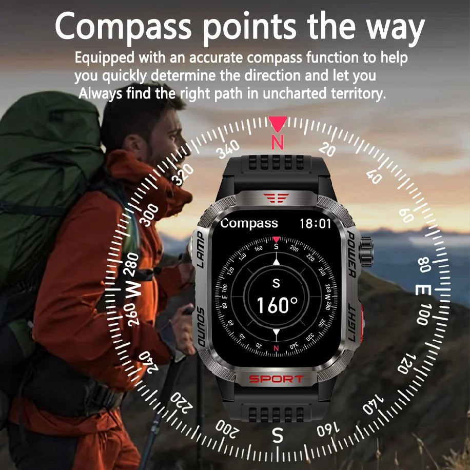 New Military GPS Smart Watch Men Flashlight Compass Waterproof