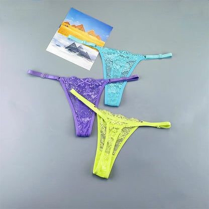 Perizomi in Pizzo Trasparente Regolabili (3 Pezzi) - Intimo Basso e Sexy. TK
