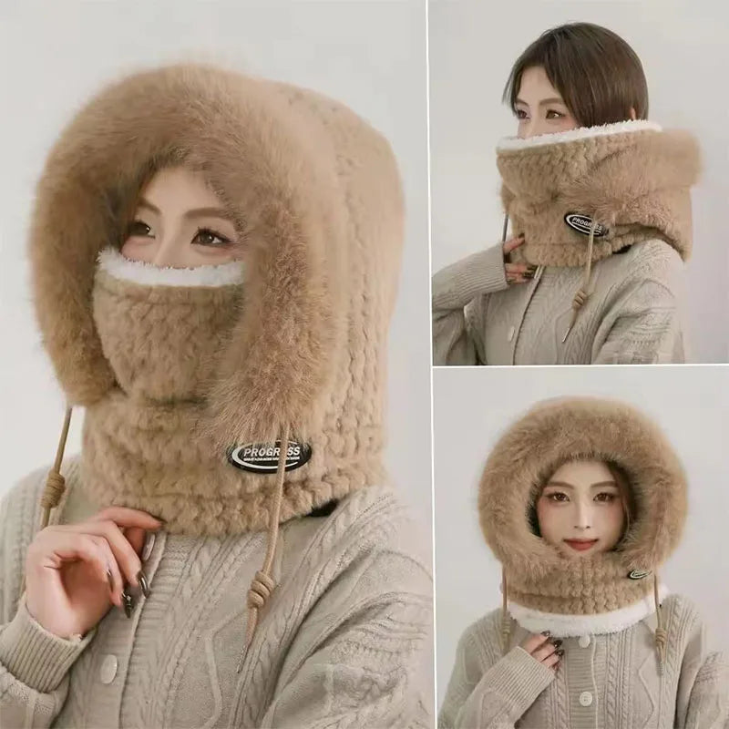 Cappello Termico Invernale da Donna con Sciarpa e Passamontagna Integrato. TK