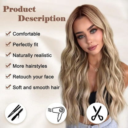 Synthetic Long Lace Ombre Blonde Wavy Wig for Women 26