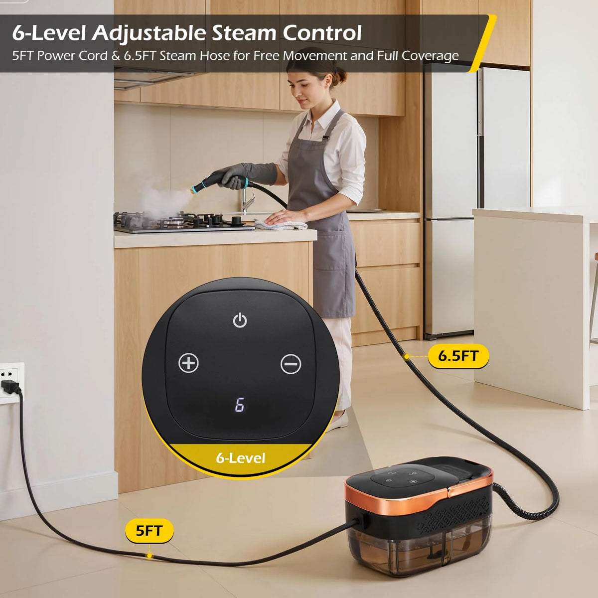 Pulitore a Vapore Portatile ad Alta Pressione 1800W - Igienizzante con 10+ Accessori. TK