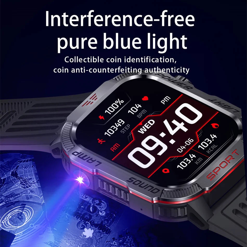New Military GPS Smart Watch Men Flashlight Compass Waterproof