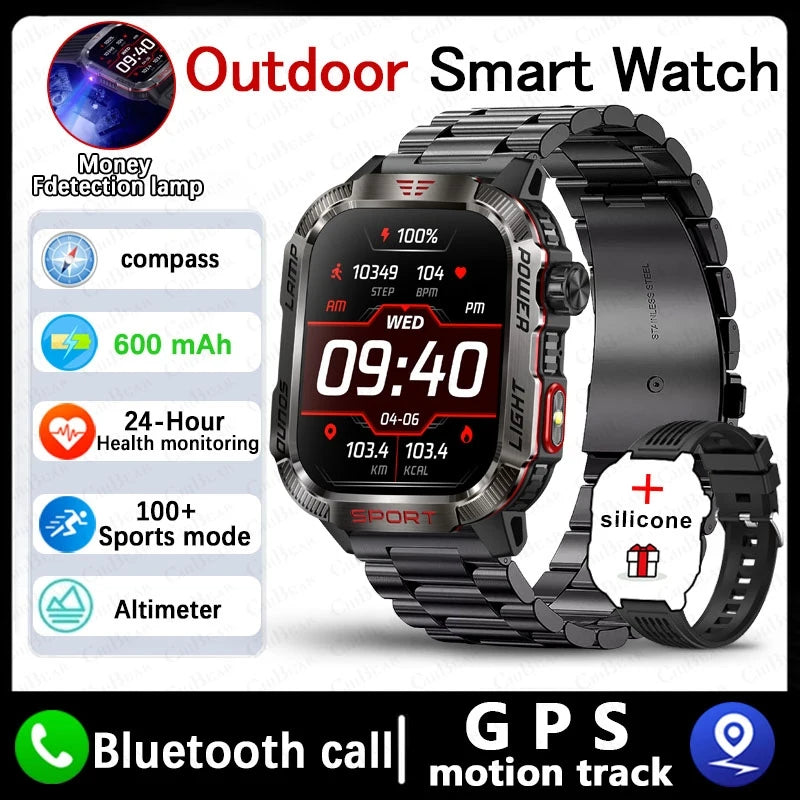 New Military GPS Smart Watch Men Flashlight Compass Waterproof