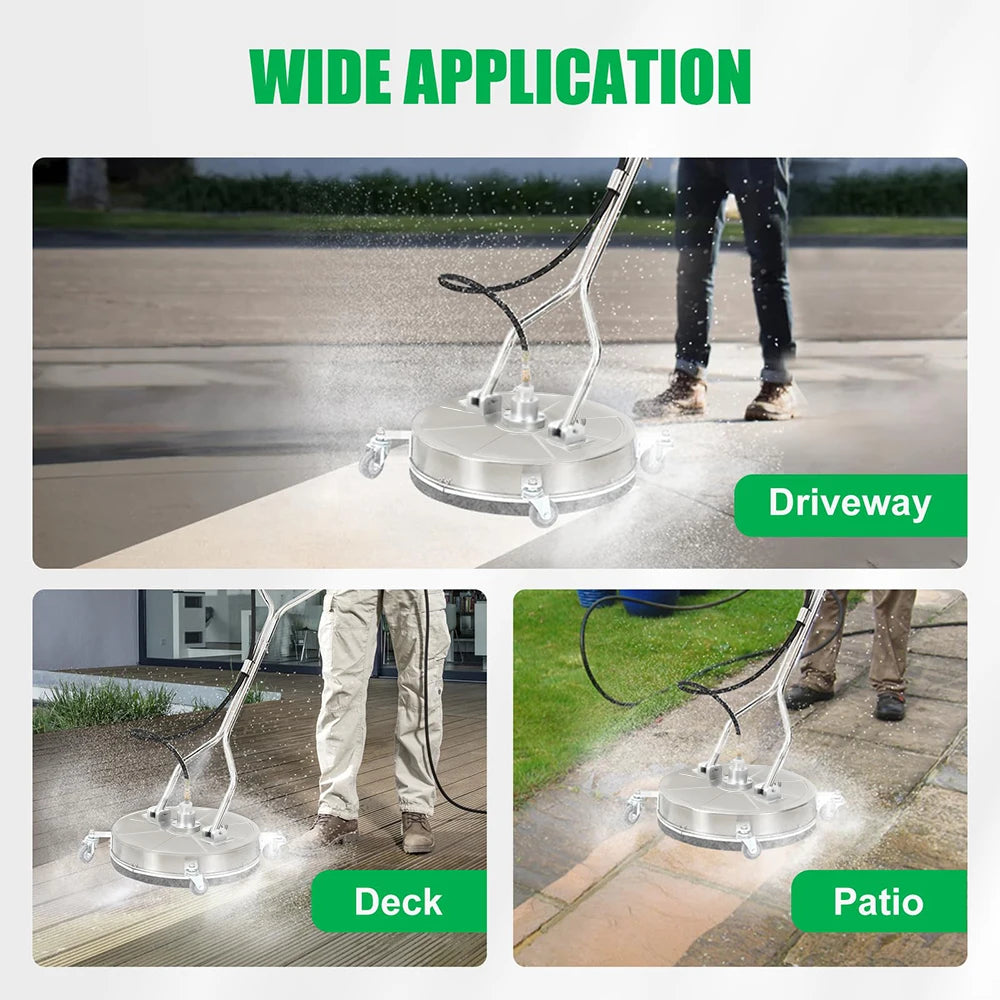 Podofo 18" Flat Surface Cleaner Pressure Washer Surface Cleaner 4000PSI Washer Rotating Flat Surface Cleaning Machine 4 Wheels