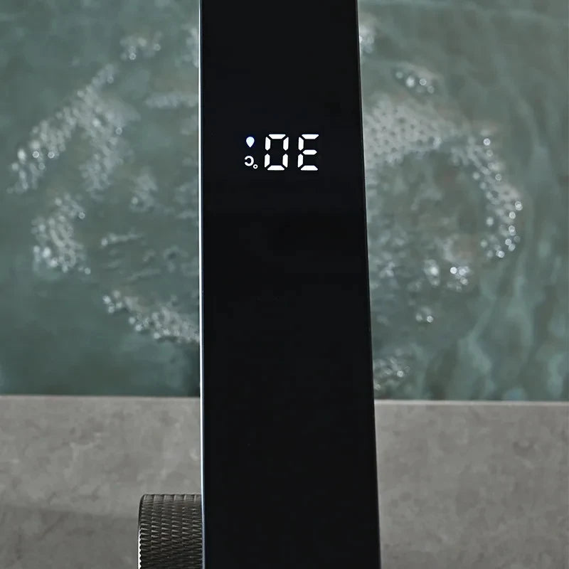 Digital Display Bathroom Basin Faucet Intelligent LED Brass Deck