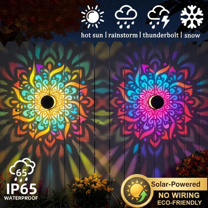 Lampada Solare da Parete LED Mandala per Esterni – Impermeabile, Luce Decorativa per Giardino, Recinzione, Terrazzo e Cortile