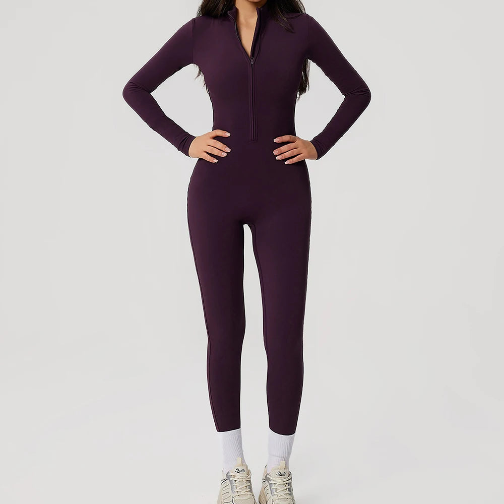 SWELTERING Tuta Intera da Yoga a Maniche Lunghe con Cerniera. TK