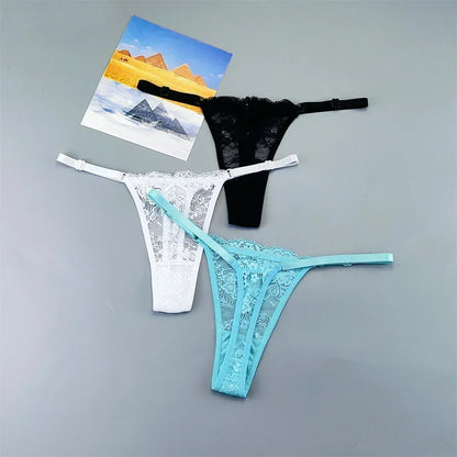 Perizomi in Pizzo Trasparente Regolabili (3 Pezzi) - Intimo Basso e Sexy. TK