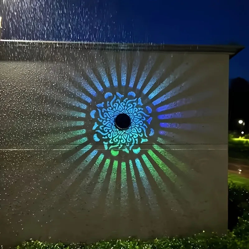 Lampada Solare da Parete LED Mandala per Esterni – Impermeabile, Luce Decorativa per Giardino, Recinzione, Terrazzo e Cortile