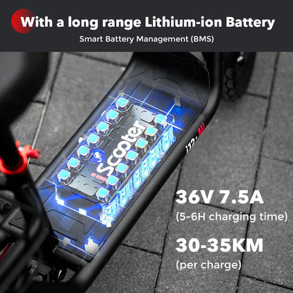 iScooter i12 Electric Scooter With seat And basket 12 Inch 500W