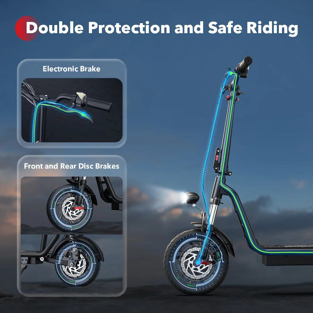 iScooter i12 Electric Scooter With seat And basket 12 Inch 500W